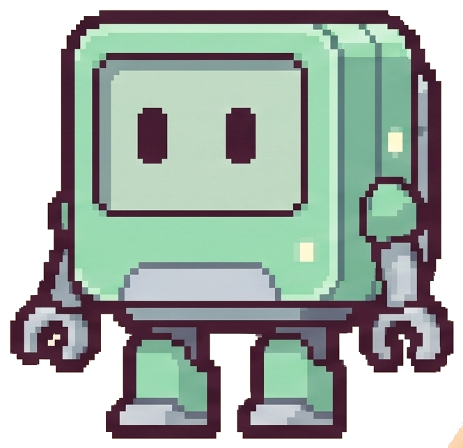 Pixel-art rabbit character, the Agentown intern who works in drafts only, waving hello